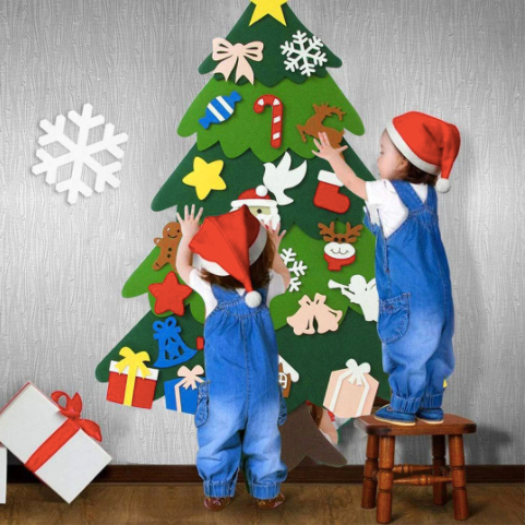 Sapin de Noël en Feutrine – 95cm – 26 Pièces de Décoration