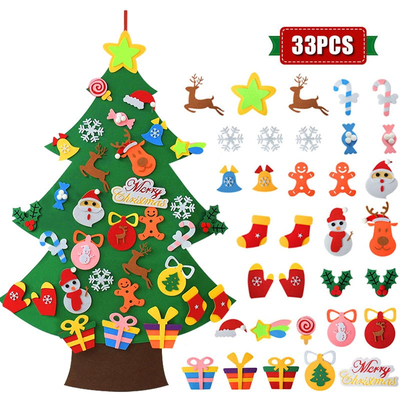 Sapin de Noël en Feutrine – 95cm – 26 Pièces de Décoration