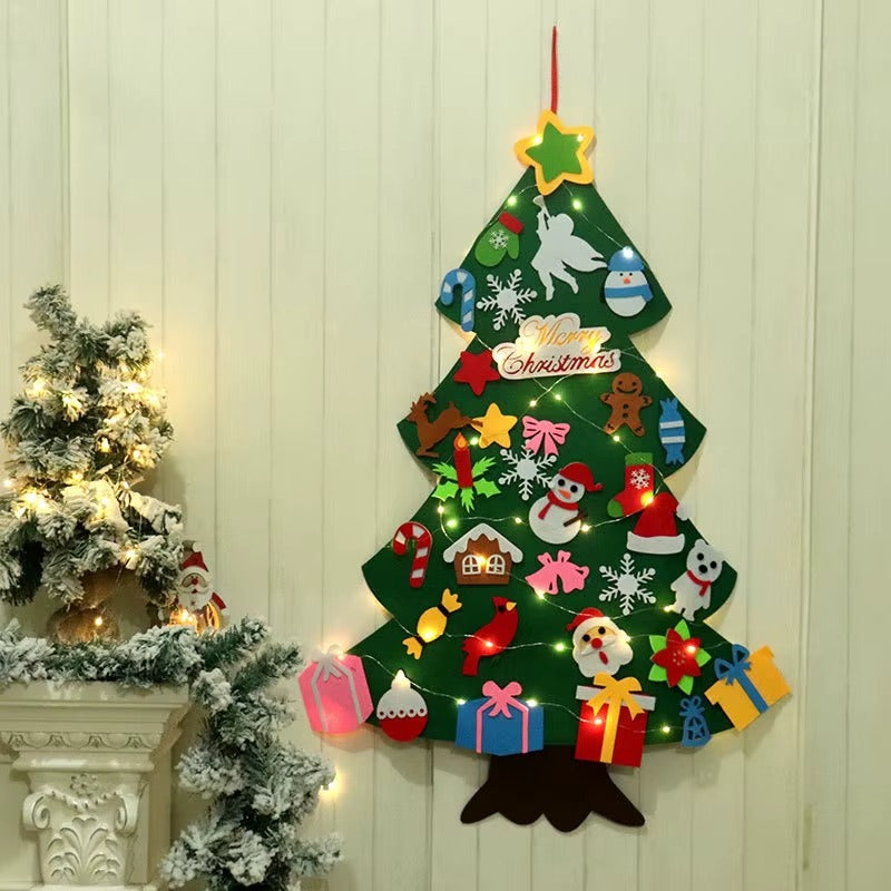 Sapin de Noël en Feutrine – 95cm – 26 Pièces de Décoration